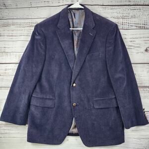 Lauren Ralph Lauren Corduroy Sport Coat 42S Navy Blue Cotton Blazer Paisley Line